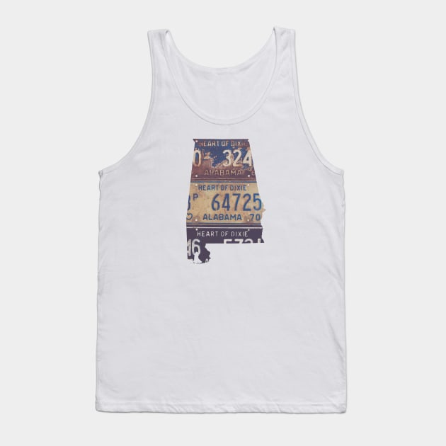 Vintage Alabama License Plates Tank Top by juniperandspruce